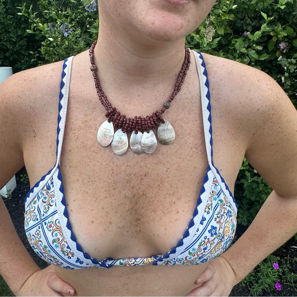 Handmade beaded shell necklace